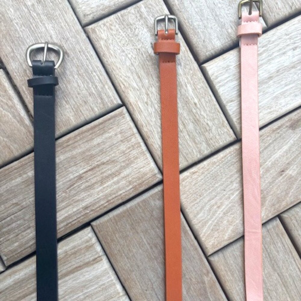 Thin Skinny Belt Trio - Black, Brown, Baby Pink